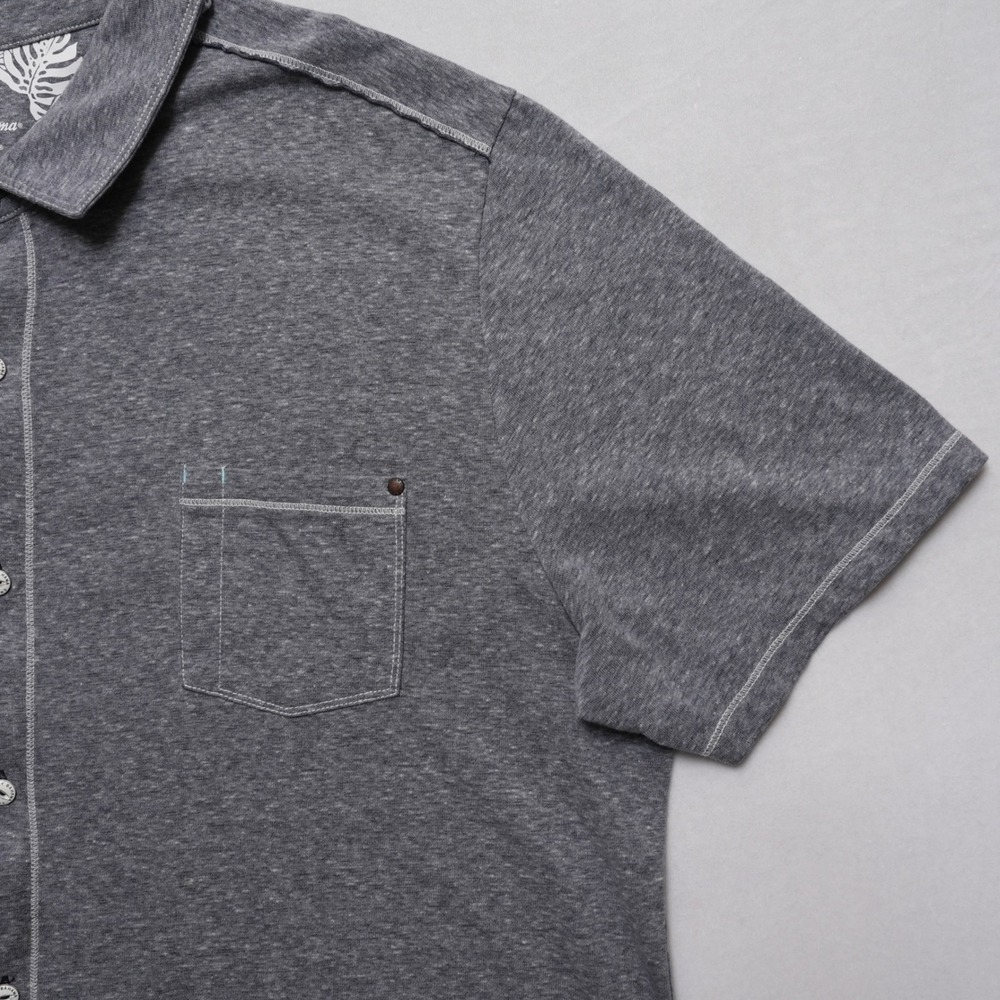 Tommy Bahama Button Up Shirt Mens XXL Gray IslandZone Short Sleeve Marl Pocket - Picture 5 of 16